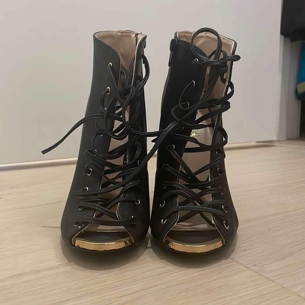 Basically new black strappy heels